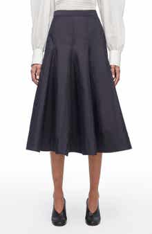Pleated Godet Midi Skirt