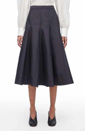 Pleated Godet Midi Skirt