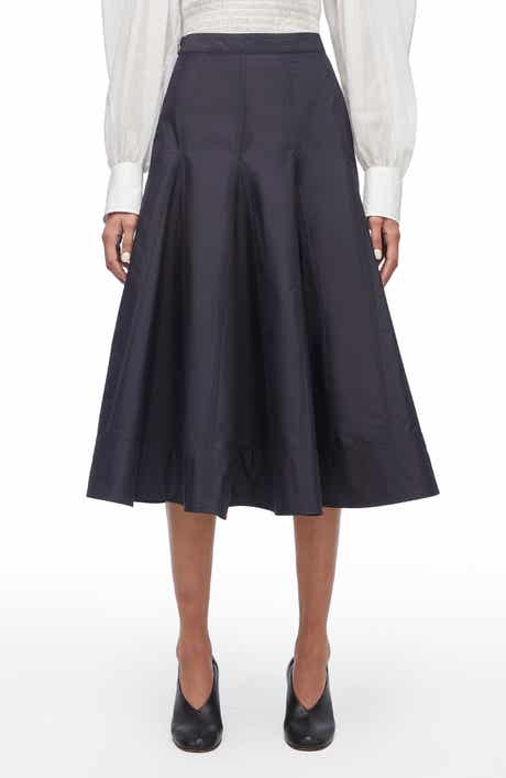 Pleated Godet Midi Skirt
