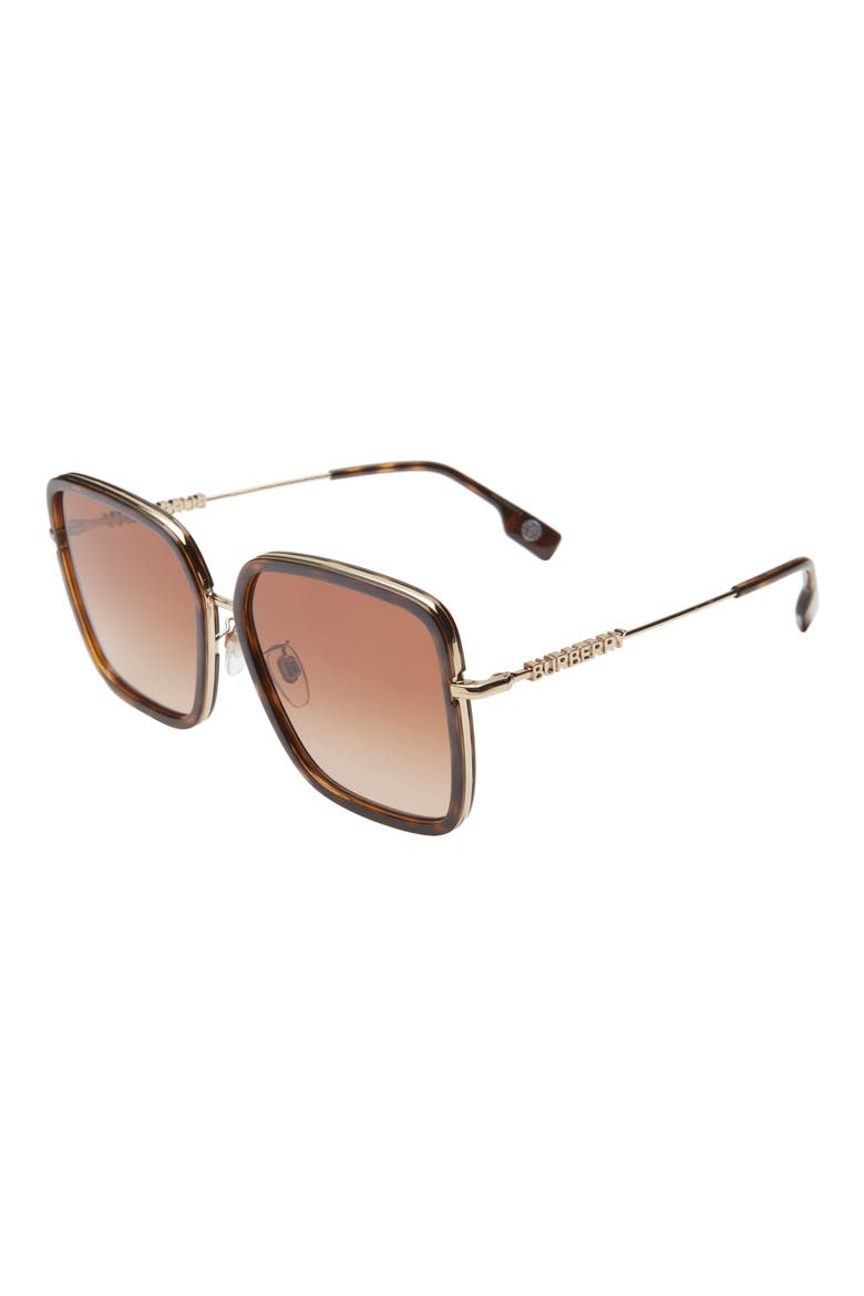 Dionne 59mm Gradient Square Sunglasses, Alternate, color, DK HAVANA
