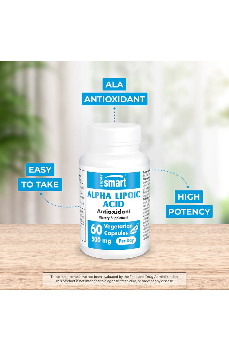 SuperSmart Alpha Lipoic Acid 500mg, Alternate, color, NO COLOR