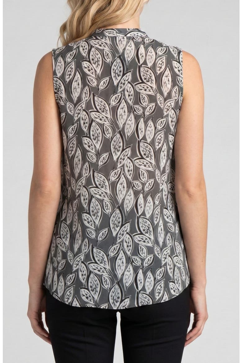 Sleeveless Button-Up Shirt, Alternate, color, GREYMULTI