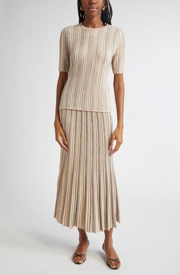 【Zimmermann】Illuminate pleated ribbed-knit midi skirt Zimmermann Illuminate Mouline Maxi Skirt - Bergdorf Goodman