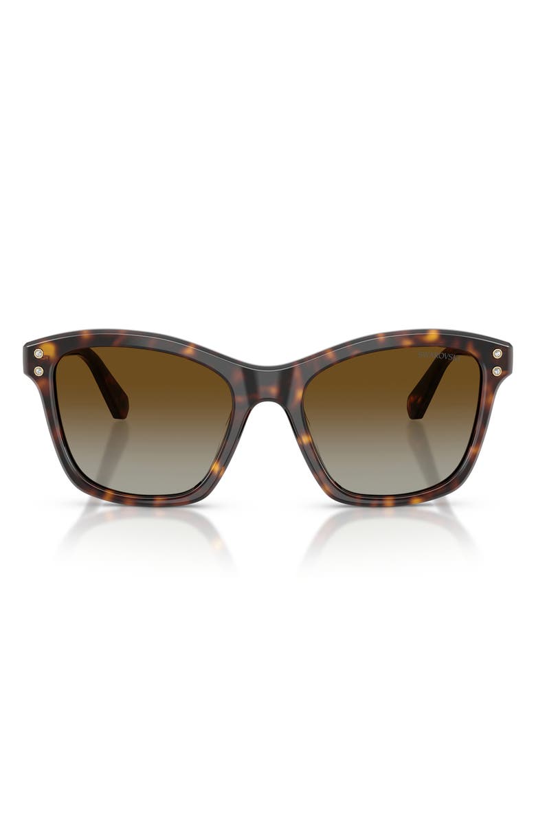 Swarovski 54mm Gradient Polarized Square Sunglasses, Main, color, Havana / Polar Brown Gradient