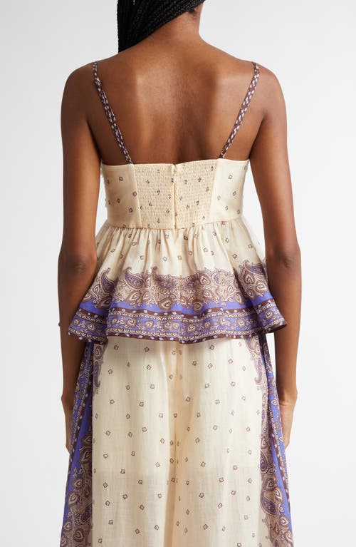 Zimmermann Maxine Plunge Cami Tops Purple In Purple Paisley