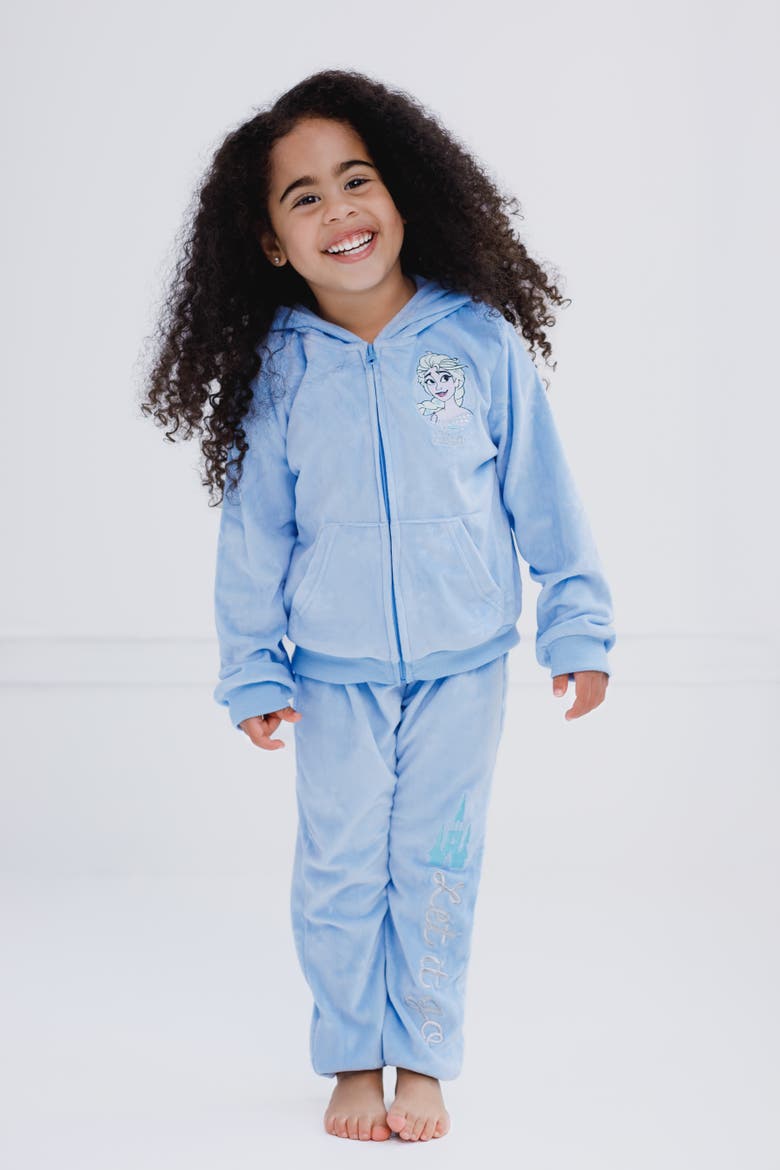 Frozen Queen Elsa 2-Piece Velour Hoodie and Pants Set, Alternate, color, Elsa Light Blue