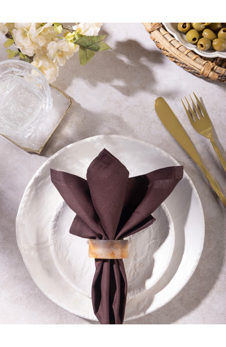 GAURI KOHLI Kampai Napkin Rings, Set of 6, Alternate, color, Brown