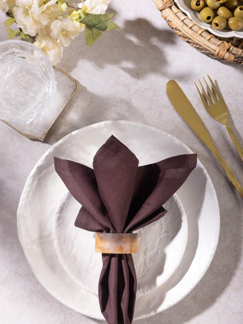 Gauri Kohli Kampai Napkin Rings, Set Of 6 In Brown