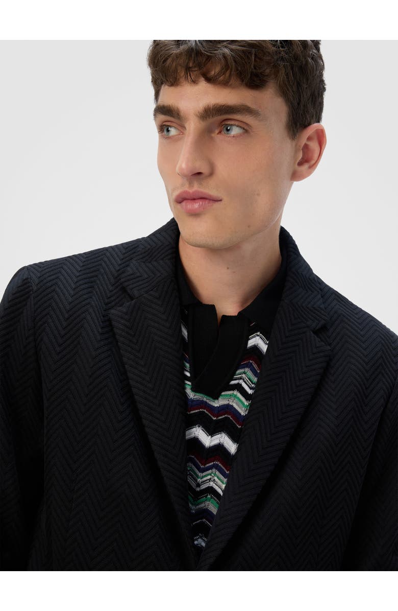 Missoni Single-breasted Jacket With Zigzag Pattern, Alternate, color, Black