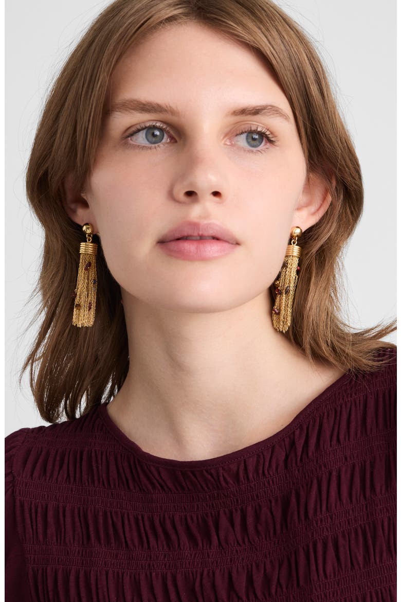 Holiday Large Tassel Statement Earrings, Alternate, color, ANTIQUE GOLD