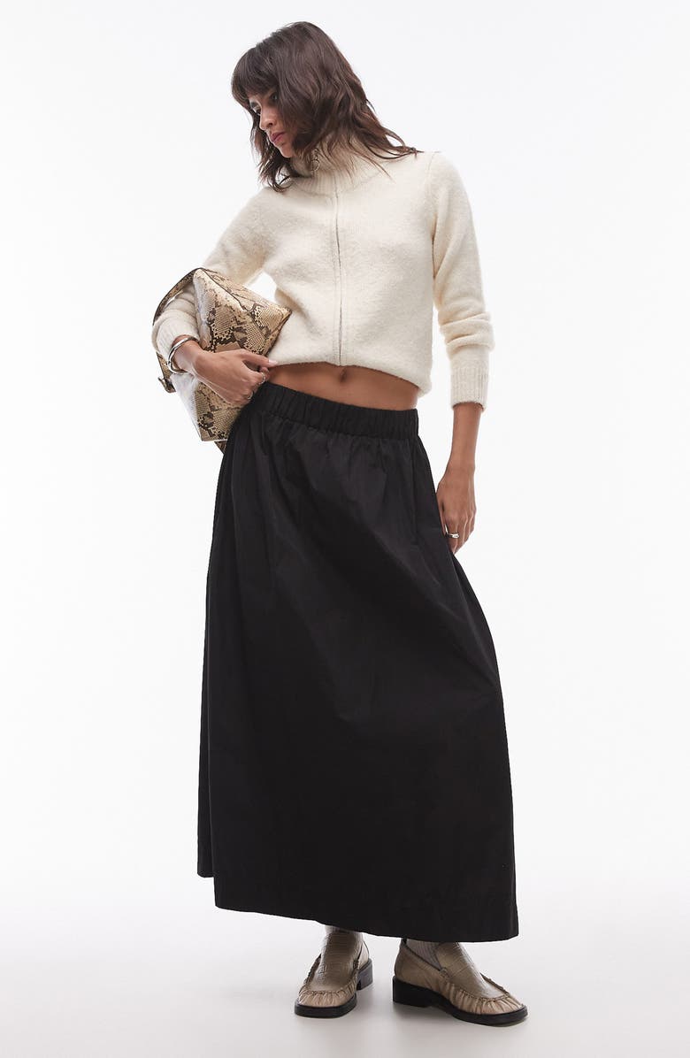 Topshop Techy Maxi Skirt, Main, color, Black