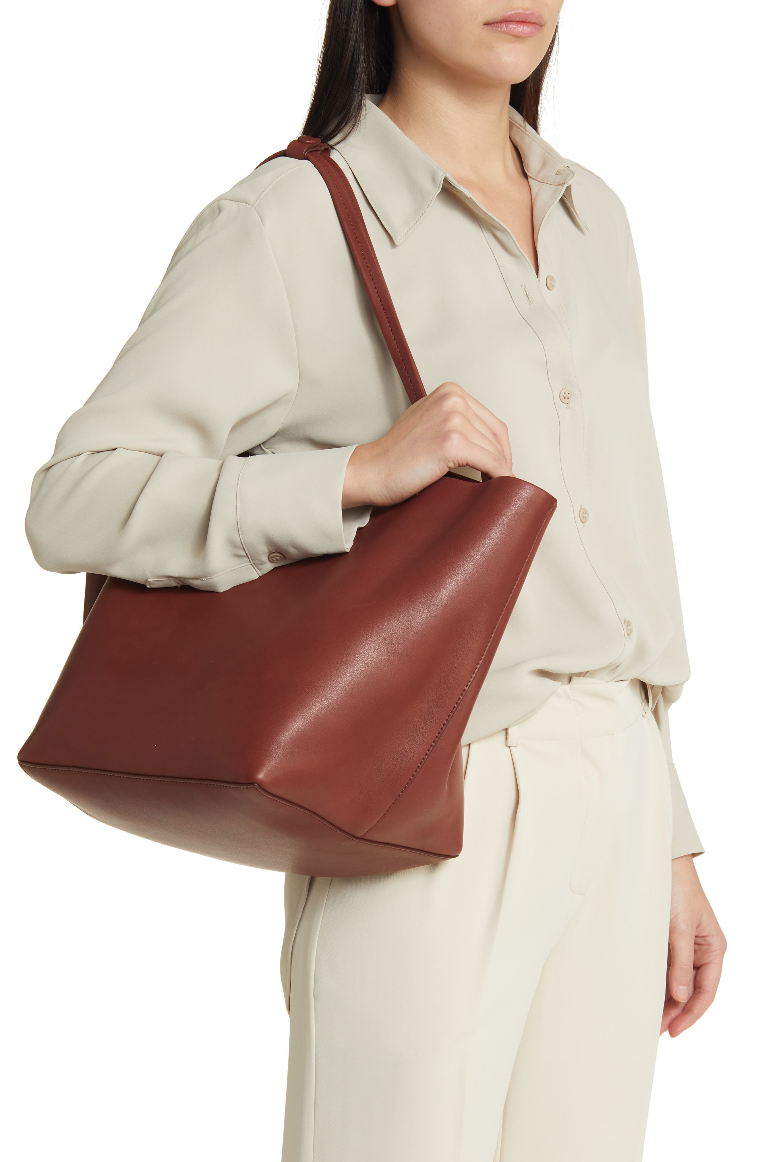 Park Three Leather Tote, Alternate, color, COGNAC