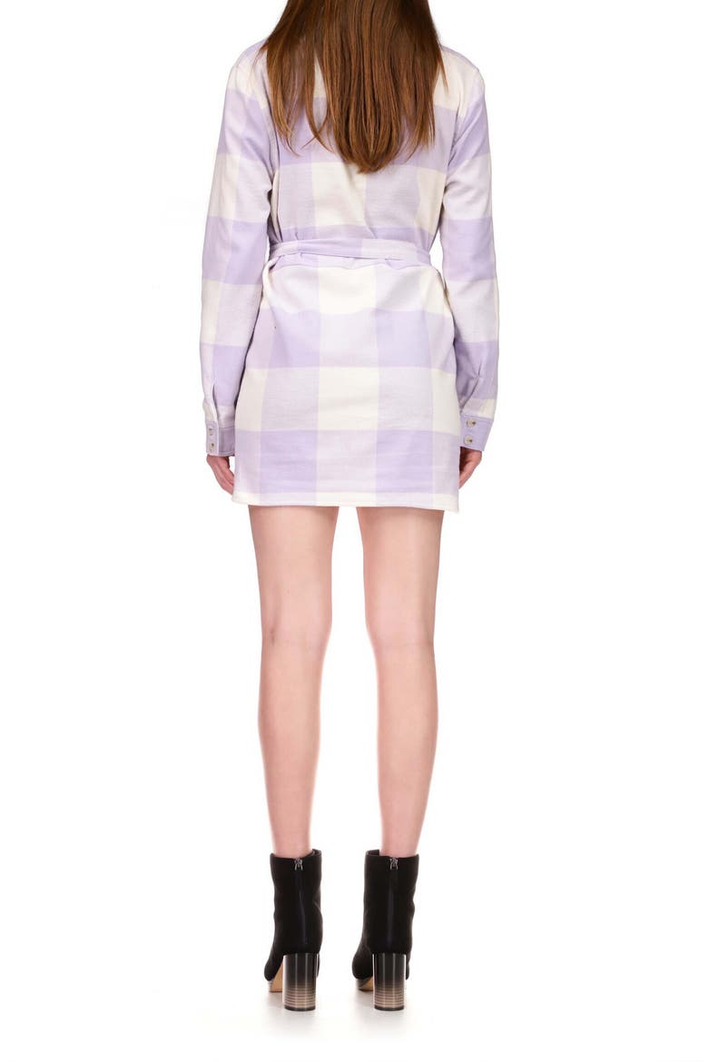 Brushed Plaid Tie Waist Long Sleeve Shirtdress, Alternate, color, WSTC