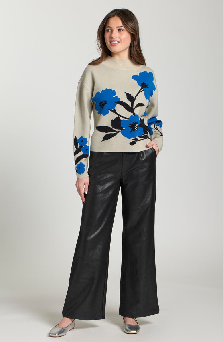 APNY Floral Mock Neck Sweater, Alternate, color, Blue Multi