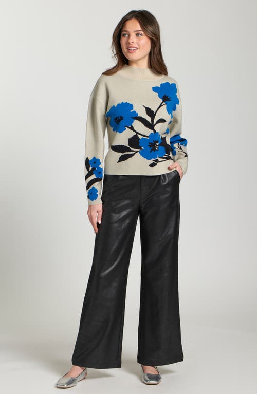 Apny Floral Mock Neck Sweater In Multi