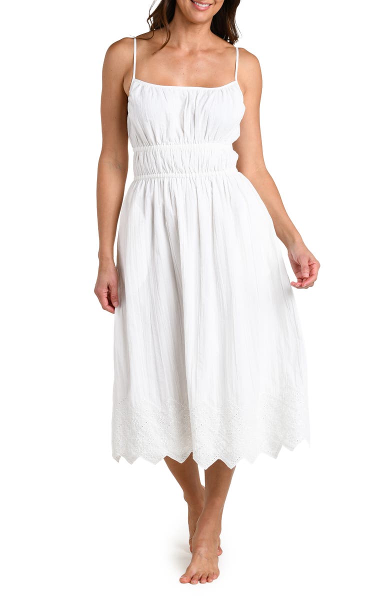 La Blanca Crinkle Collective Cover-Up Sundress, Main, color, White