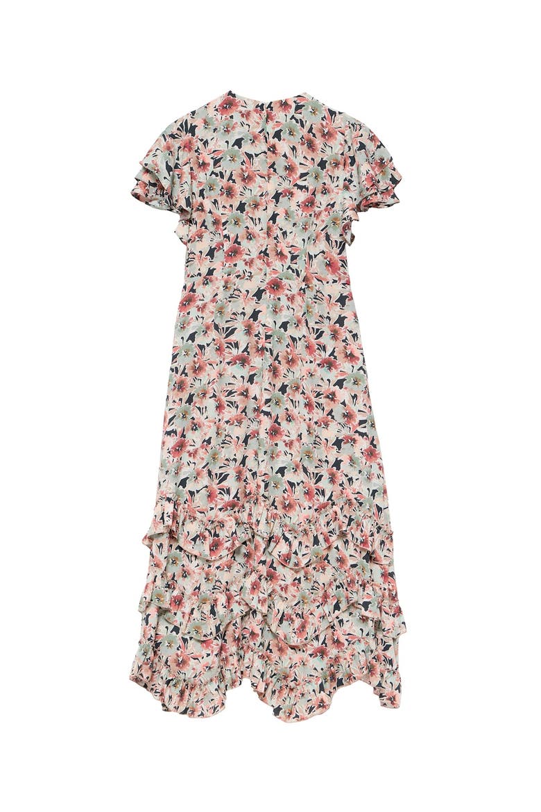 Floral Print Maxi Dress with short ruffle sleeves, Alternate, color, Green