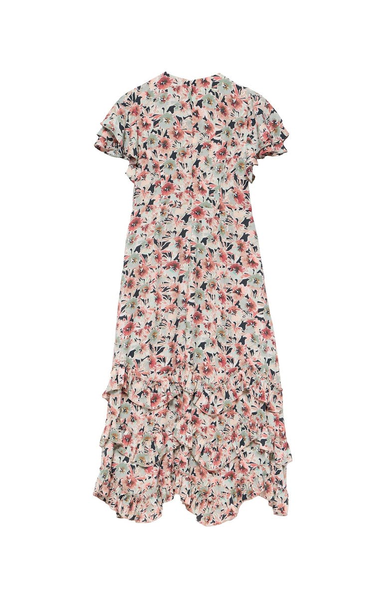 MINT VELVET Floral Print Maxi Dress with short ruffle sleeves, Alternate, color, Green