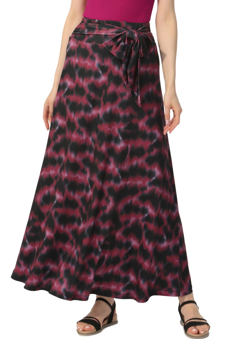 Women's Belted Maxi Skirt, Main, color, Black Sangria