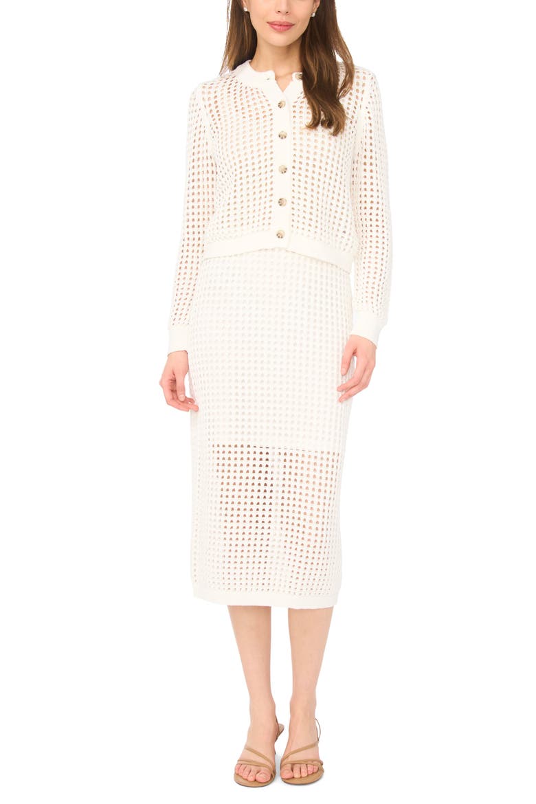 Open Knit Cardigan, Alternate, color, ANTIQUE WHITE
