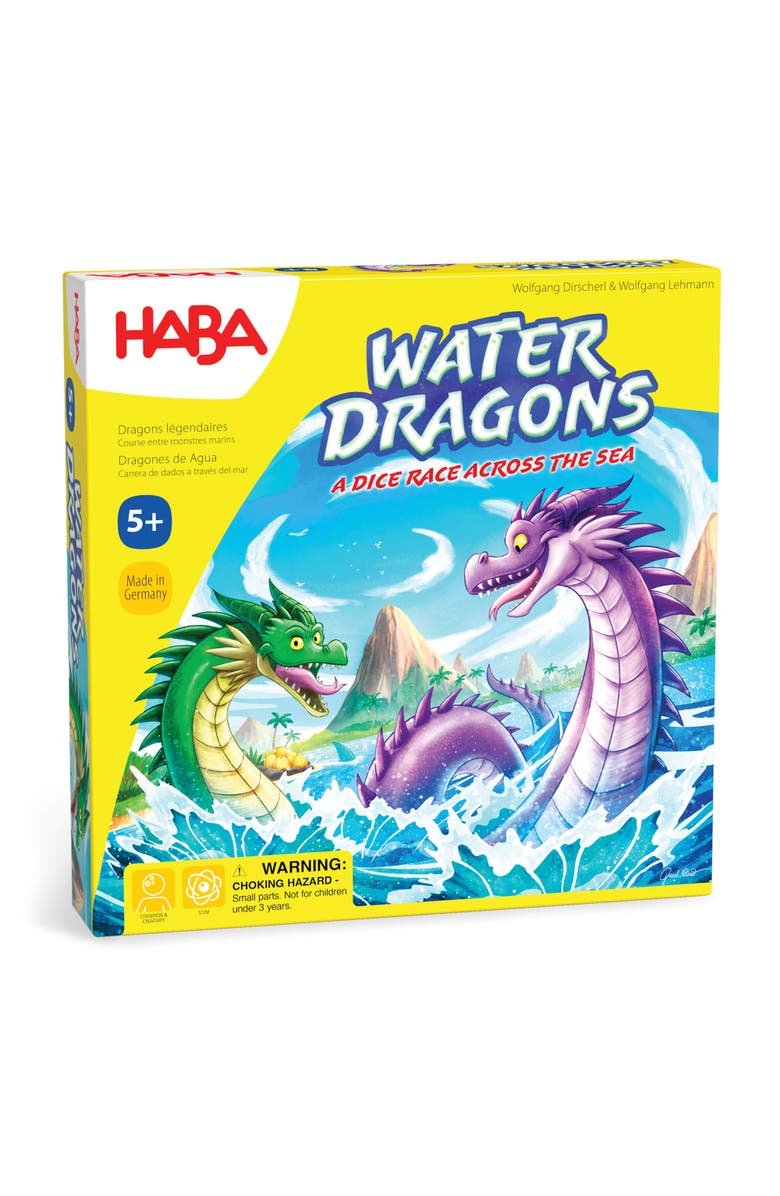 HABA Water Dragons Kids Board Game and Fast-Paced Dice Game with Wooden Components for Ages 5 and up, Made in Germany, Main, color, Multi