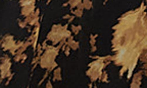 Topshop Godet Hem Boutique Occasion Midi Dress In Brown Floral In Brown