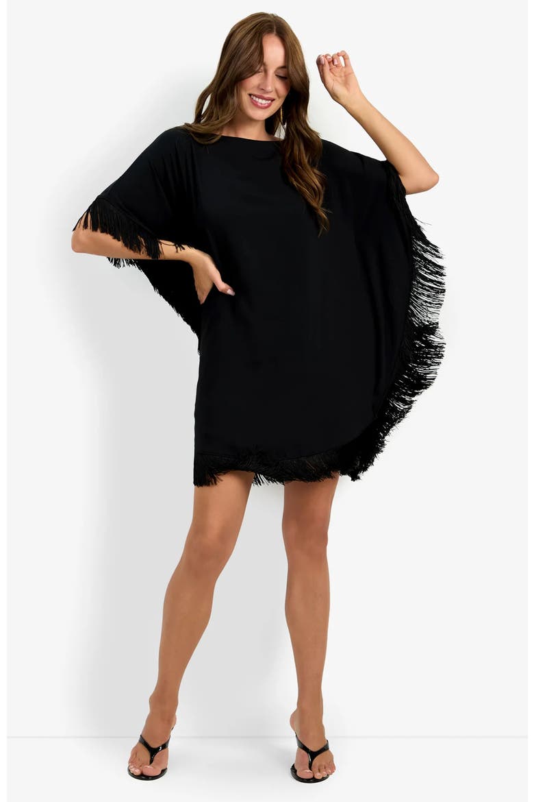 Mini Neena Fringe Dress, Alternate, color, Black