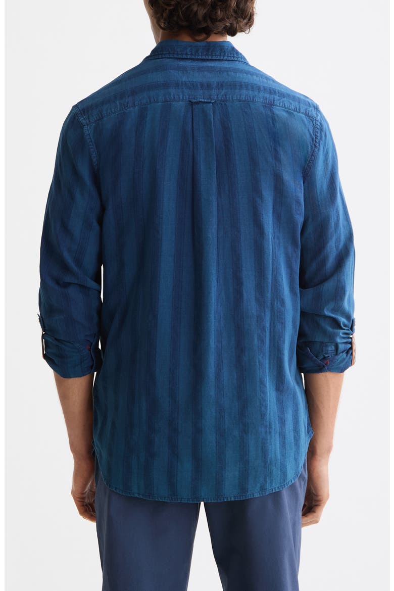 Textured Indigo Button-Up Shirt, Alternate, color, WASHED INDIGO