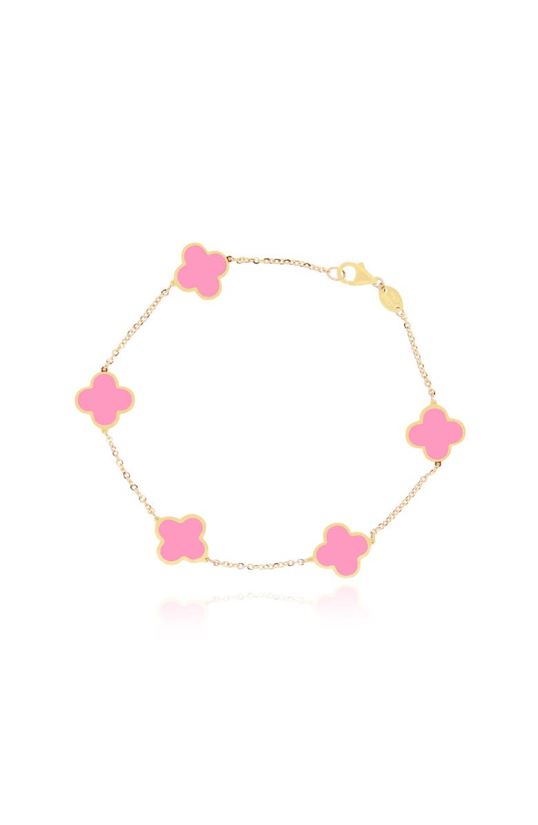The Lovery Fine Jewelry Small Bubblegum Pink Clover Bracelet, Main, color, Bubblegum Pink