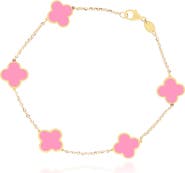 The Lovery Fine Jewelry Small Bubblegum Pink Clover Bracelet