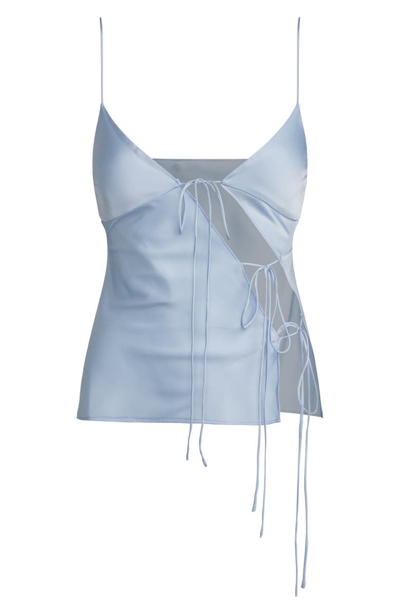 LIONESS Mariah Tie Closure Satin Camisole, Alternate, color, Pale Blue