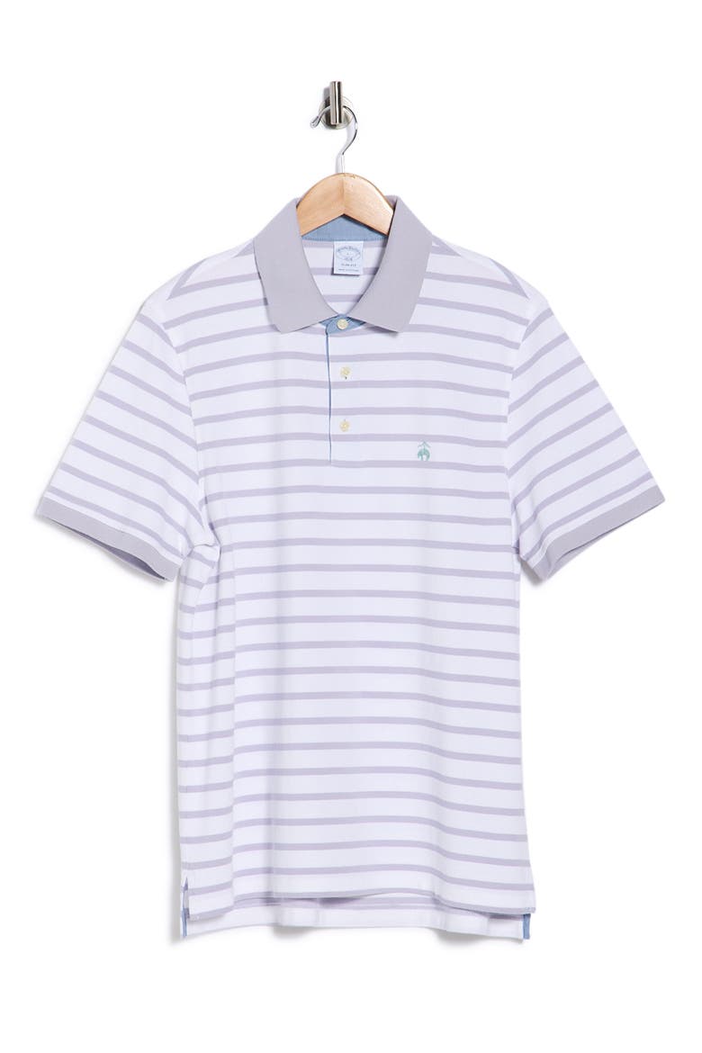 Slim Fit Stripe Cotton Piqué Polo, Alternate, color, LAVENDER/ WHITE