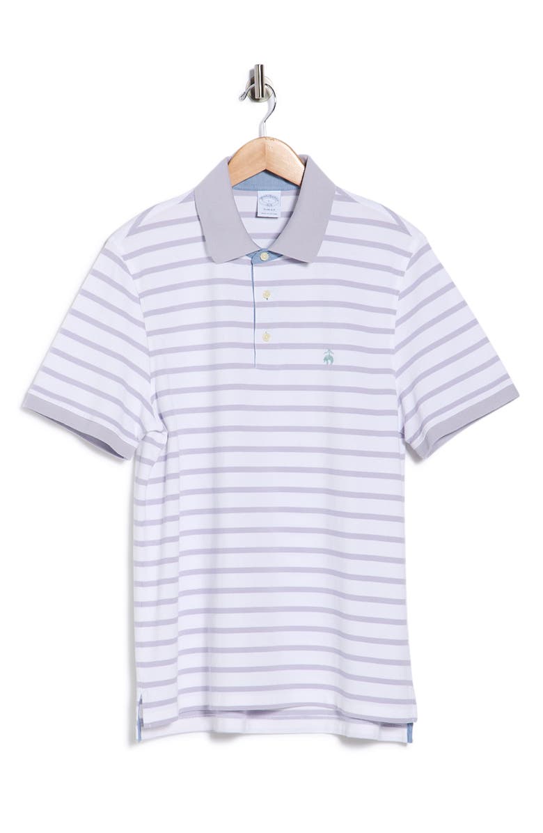 Brooks Brothers Slim Fit Stripe Cotton Piqué Polo, Alternate, color, Lavender/ White