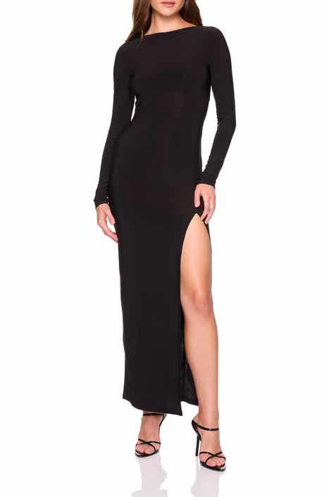 Susana Monaco Long Sleeve Side Slit Maxi Dress