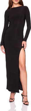 Susana Monaco Long Sleeve Side Slit Maxi Dress