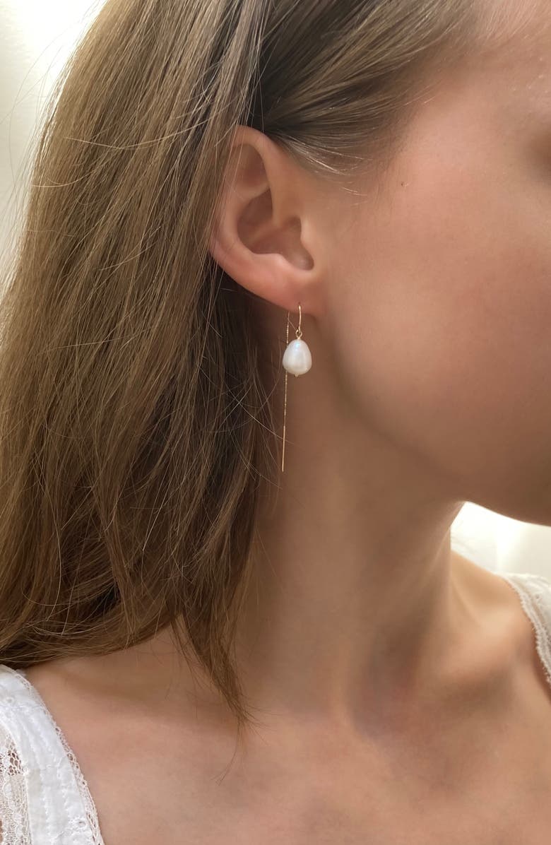 Poppy Finch Baroque Pearl Threader Earrings, Alternate, color,