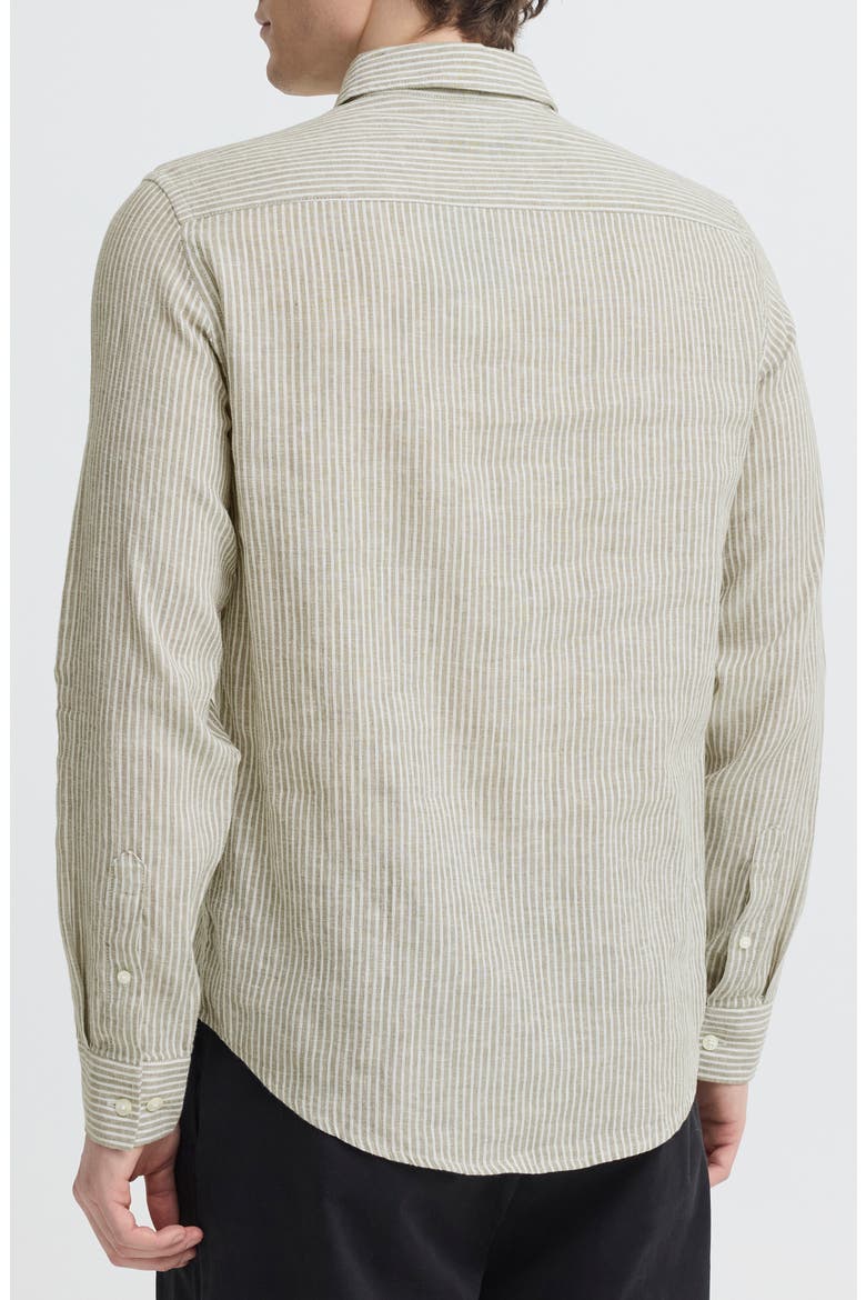 Striped Linen and Cotton Shirt, Alternate, color, MERMAID MELANGE