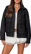 EDIKTED Faux Leather Bomber Jacket