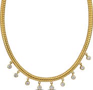 Julianna B. Cubic Zirconia Omega Station Drop Necklace