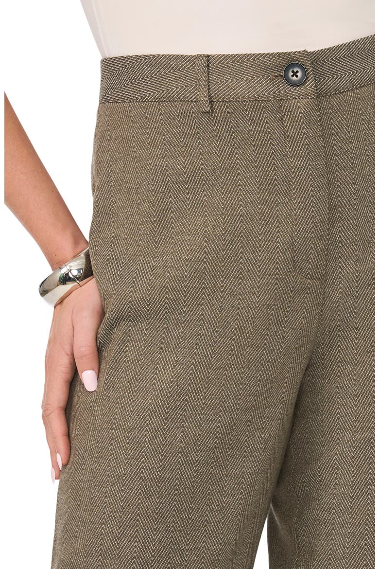High Waist Herringbone Straight Leg Pants, Alternate, color, RICH BLACK/ BEIGE
