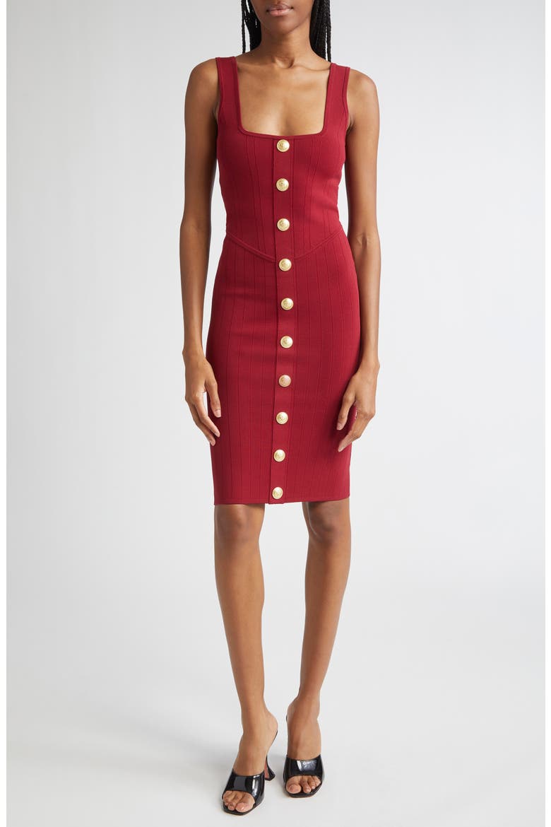 Soleil Body-Con Knit Dress, Main, color, BLACK CHERRY/ GOLD
