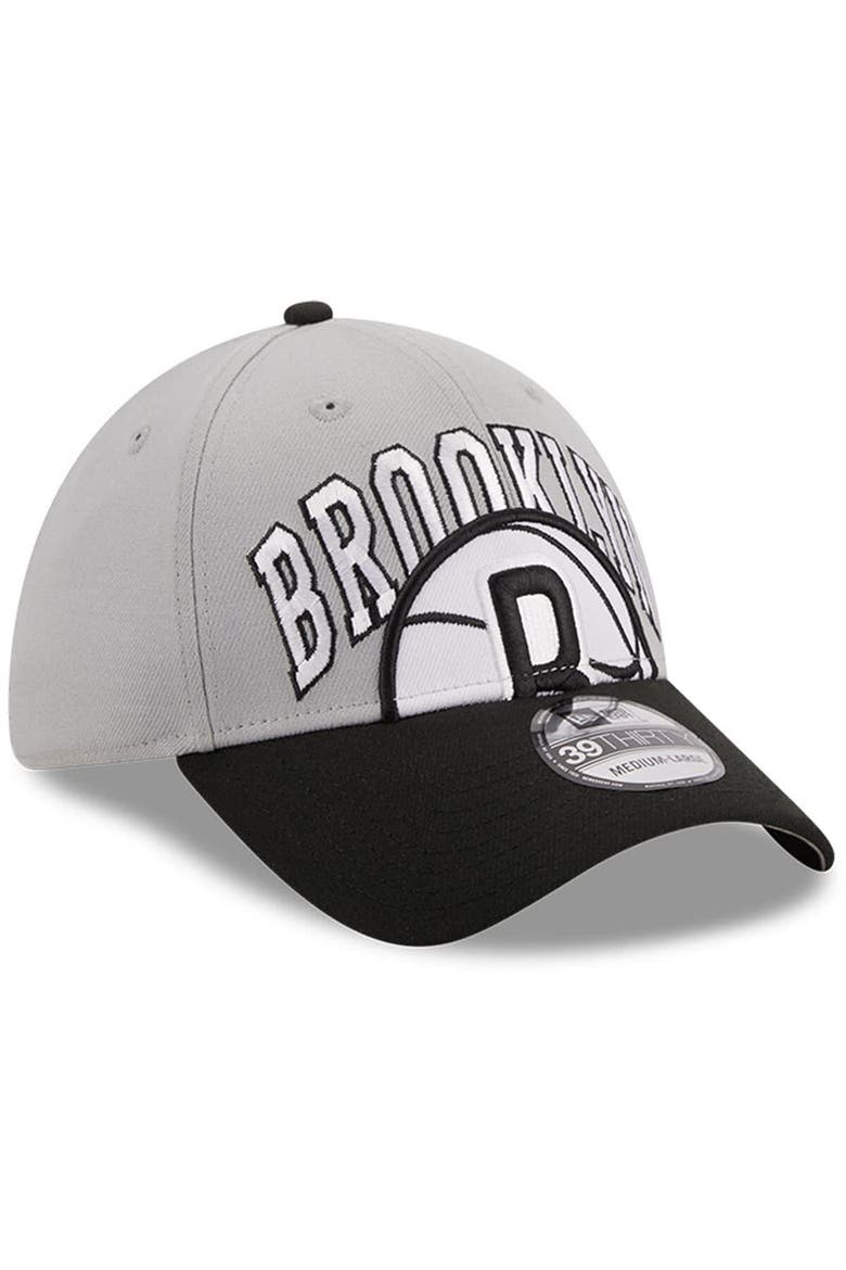 Men's New Era Gray/Black Brooklyn Nets Tip-Off Two-Tone 39THIRTY Flex Hat, Alternate, color, Gray