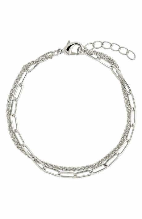 Sterling Forever Emery Layered Paper Clip & Curb Chain Bracelet