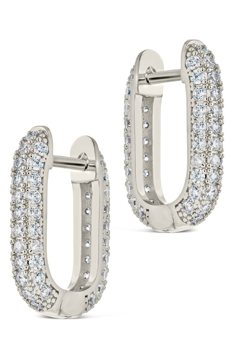 Sterling Forever Mara Cubic Zirconia Hoop Earrings, Alternate, color, Silver