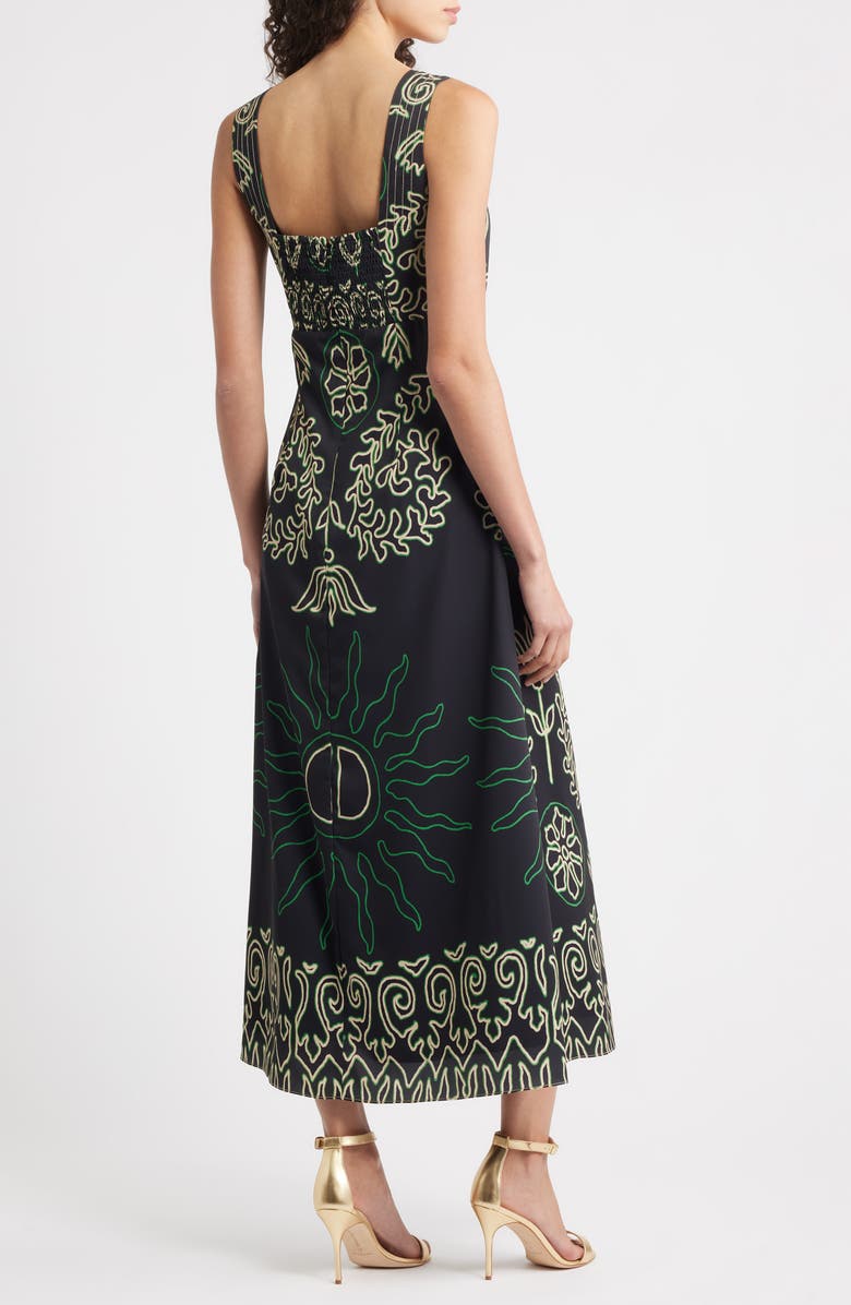 CIEBON Enza Floral Print A-Line Dress, Alternate, color, Black/ Green