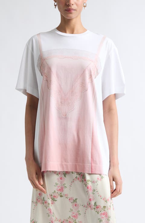 Satin Slipdress Trompe l'Oeil Cotton T-Shirt