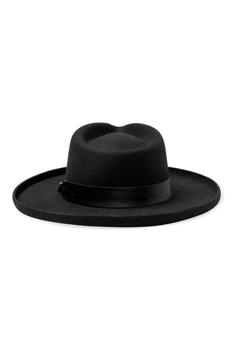 Victoria Felted Wool Fedora, Alternate, color, BLACK/ BLACK SATIN