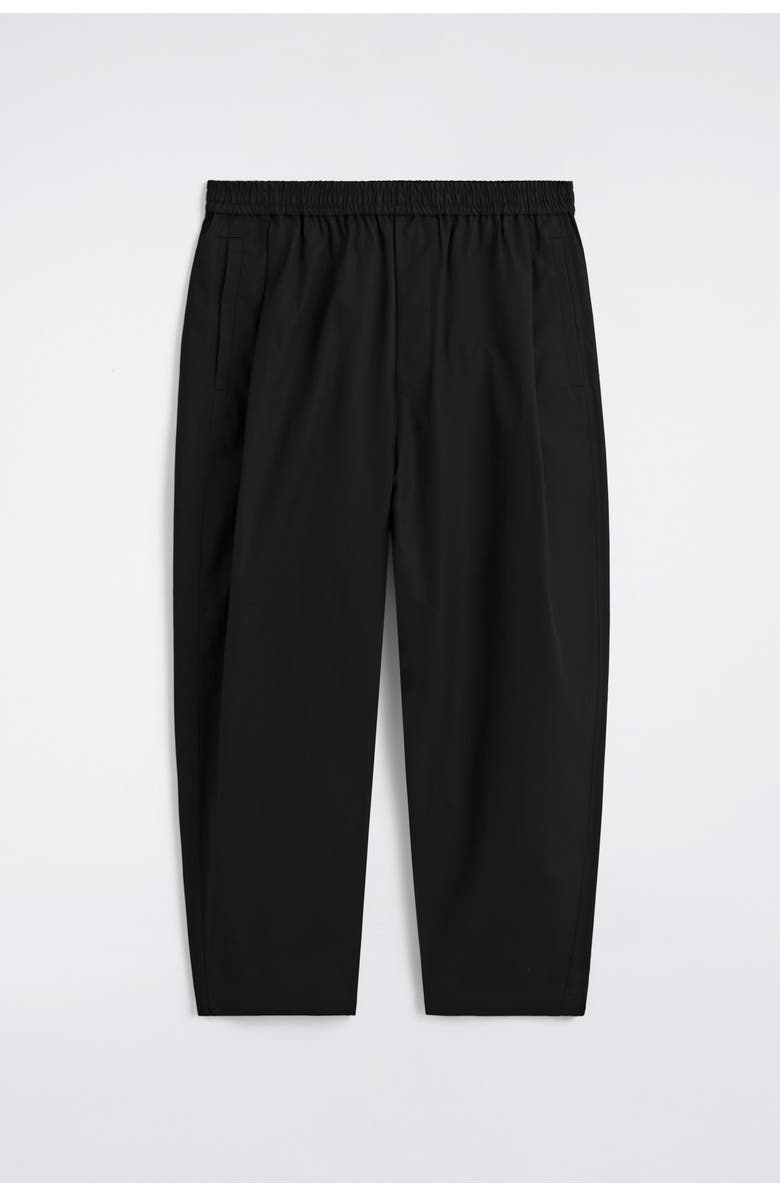 COS Cropped Elasticated Relaxed-fit Wide-leg Trousers, Main, color, Black