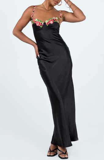 Princess Polly Kenzie Floral Lace Satin Maxi Dress