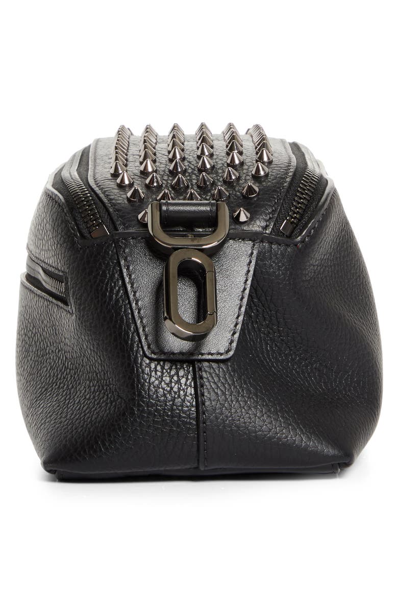 Funky Studded Leather Pouch, Alternate, color, BLACK/ GUN METAL